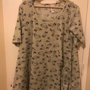 Lularoe perfect t in olive green w/ raccoon print